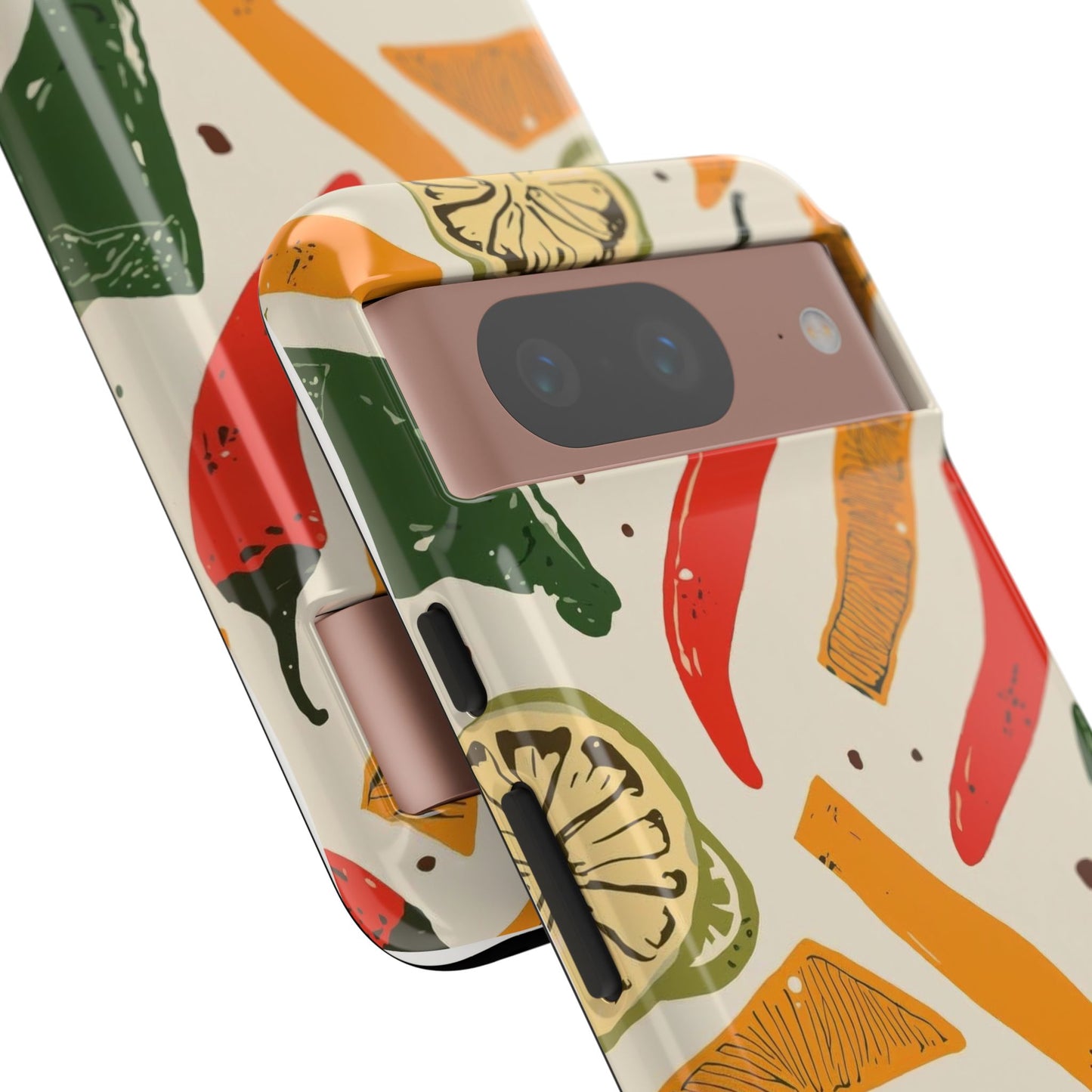 Spicy Peppers Phone Case – Colorful Chili, Lime & Citrus Pattern