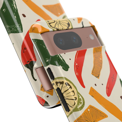 Spicy Peppers Phone Case – Colorful Chili, Lime & Citrus Pattern
