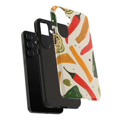 Spicy Peppers Phone Case – Colorful Chili, Lime & Citrus Pattern