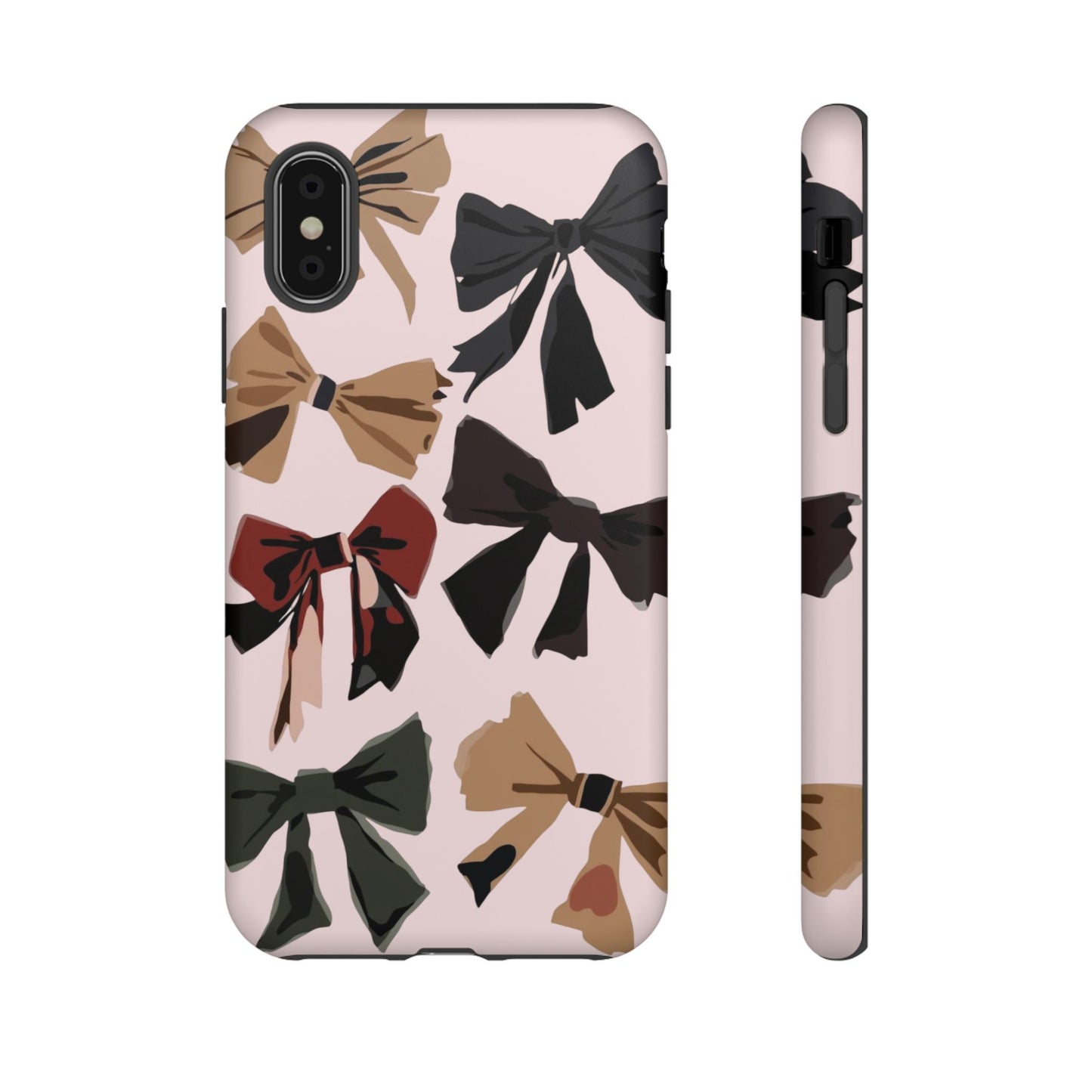 Bow Pattern Phone Case - Pink, Brown & Black Bows Protective Cover