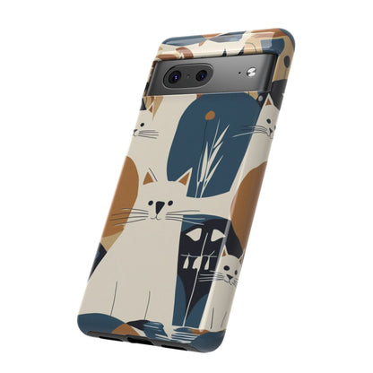 Cat Pattern Phone Case – Retro Abstract Cats Protective iPhone Cover