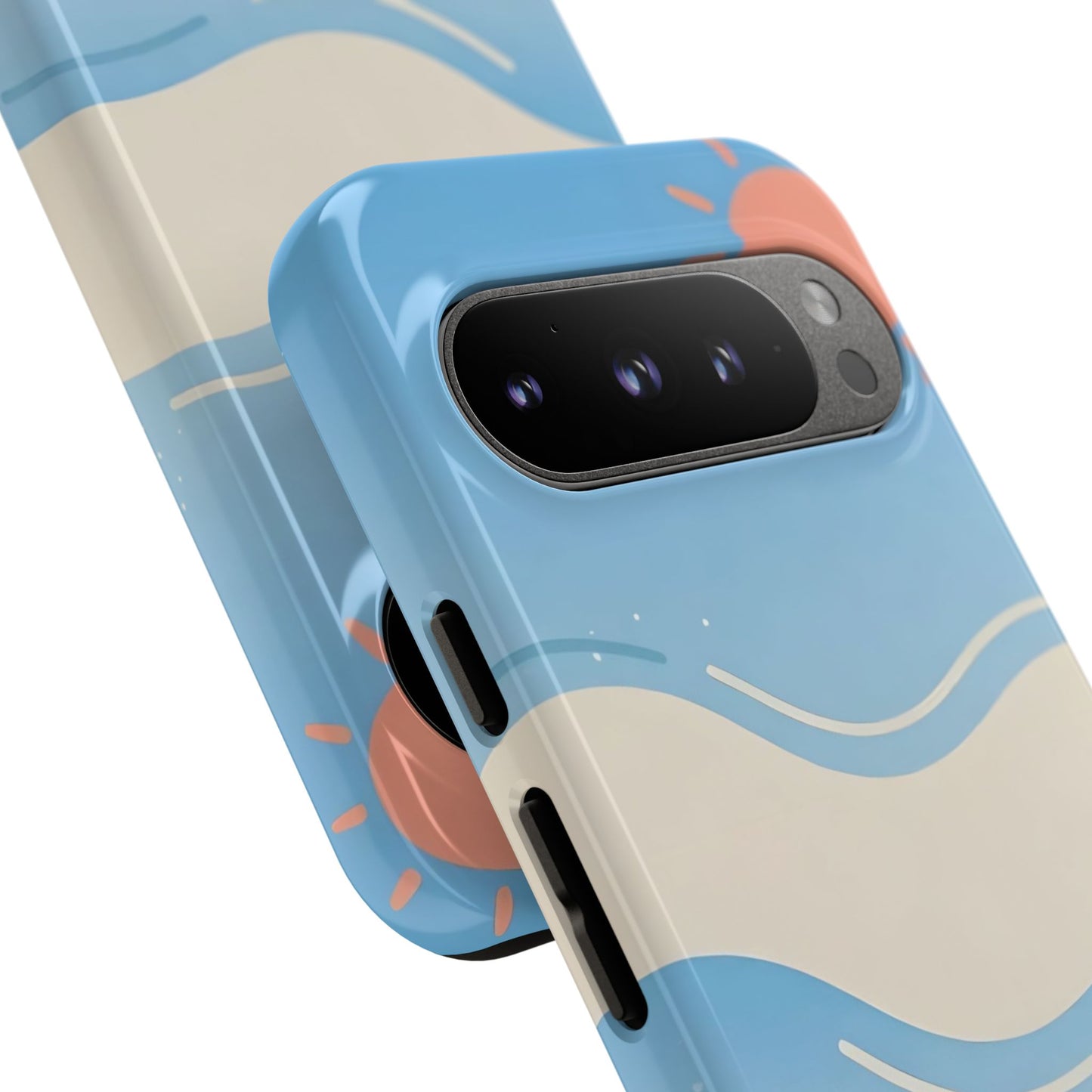 Beach Waves Tough Phone Case — Summer Sun & Seashell Protective Cover