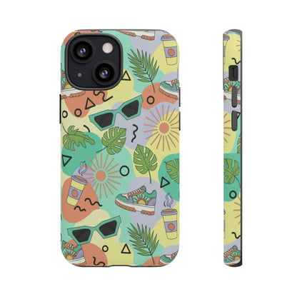 Tropical Summer Phone Case — Retro Sunglasses, Sneakers & Palm Pattern