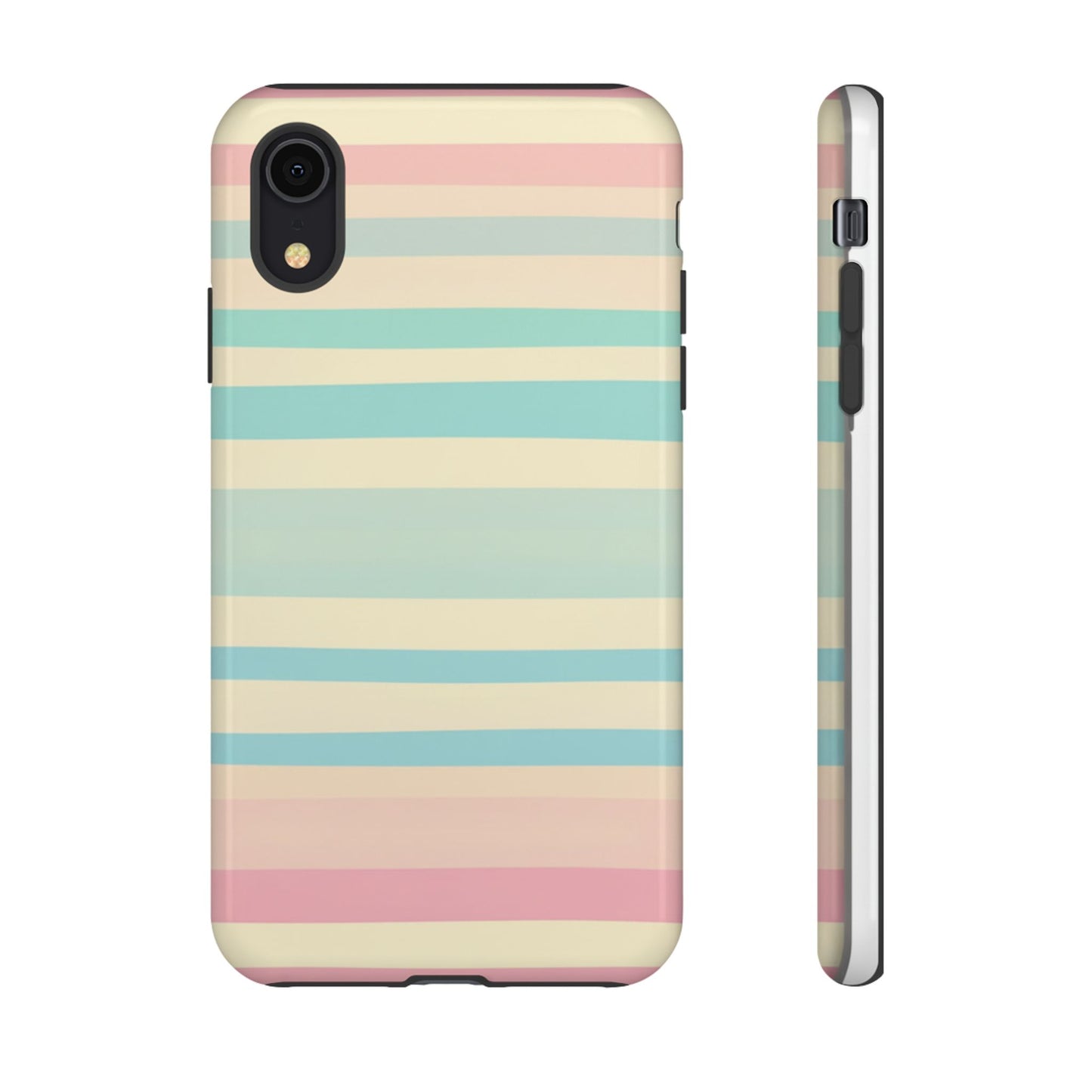 Pastel Striped Tough Phone Case – Protective Retro Rainbow Design