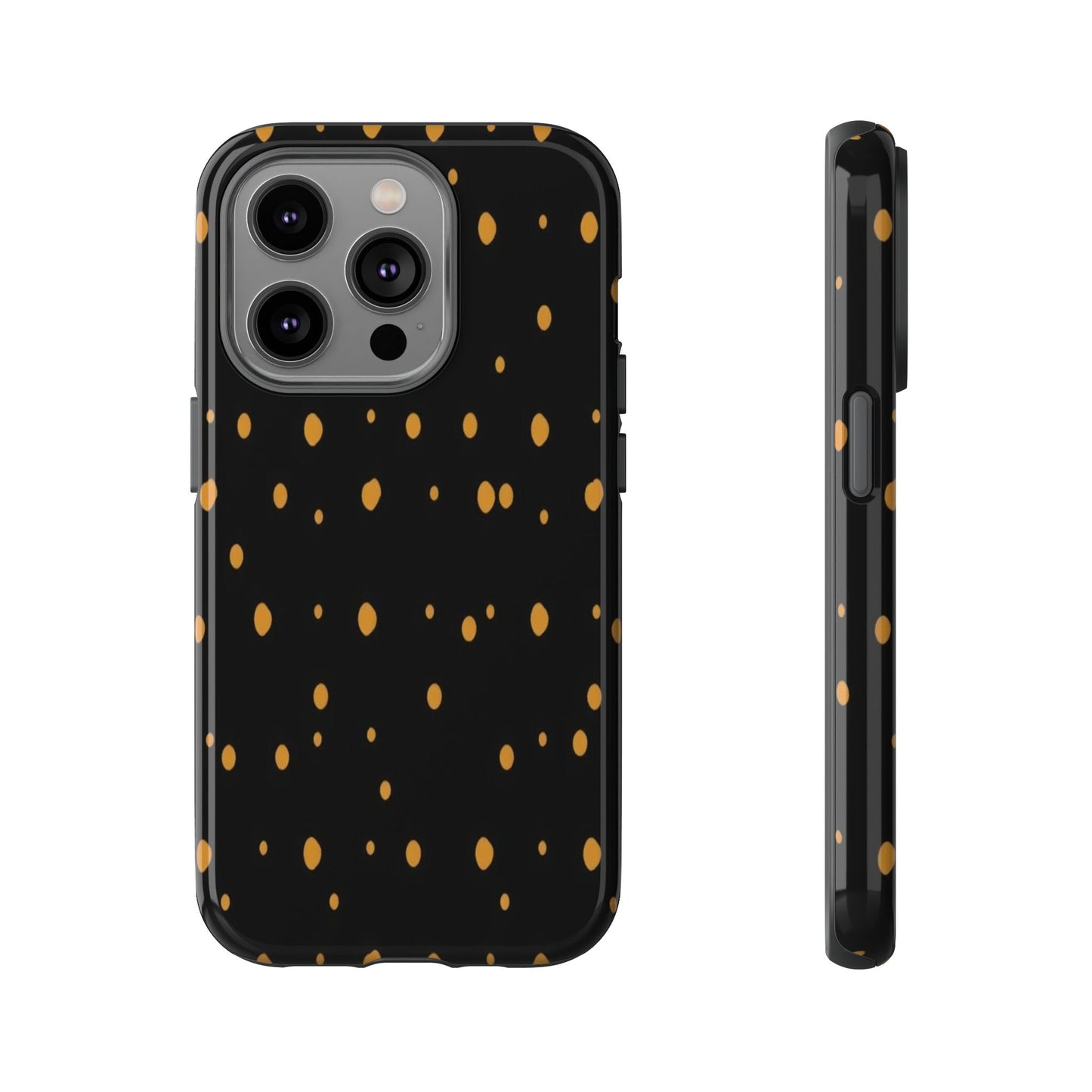 Black & Gold Dot Tough Phone Case — Protective Sparkle Pattern