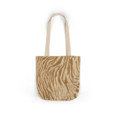 Zebra Print Canvas Tote Bag — Neutral Safari Shopper