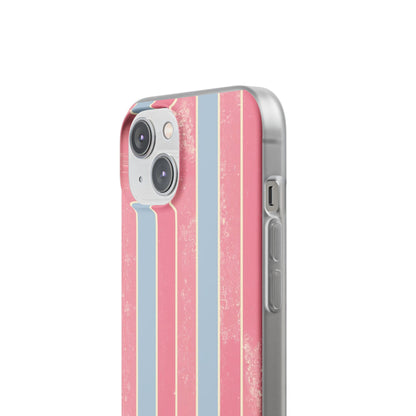 Striped Pink & Blue Phone Case — Retro Pastel Flexi Case