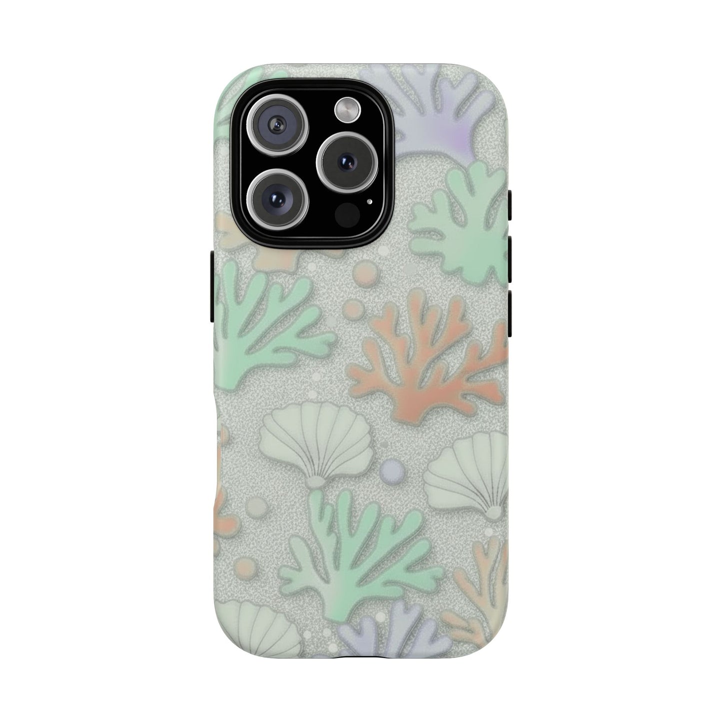 Pastel Coral Reef Tough Phone Case – Sea Shell & Coral Pattern Durable Protector