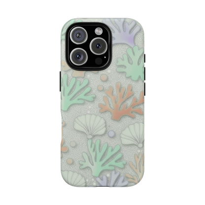 Pastel Coral Reef Tough Phone Case – Sea Shell & Coral Pattern Durable Protector