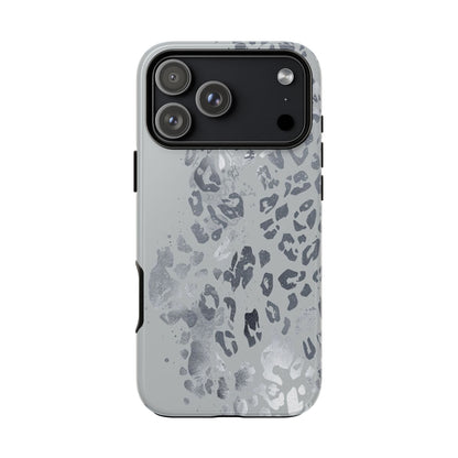 Gray Leopard Print Tough Phone Case
