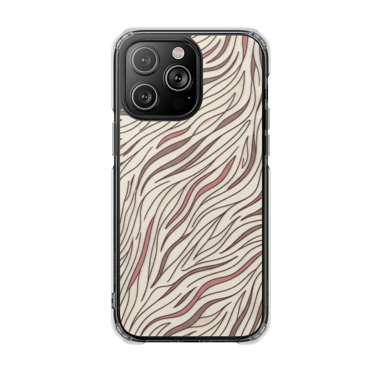 Clear Magnetic Phone Case — Neutral Beige Abstract Zebra Print