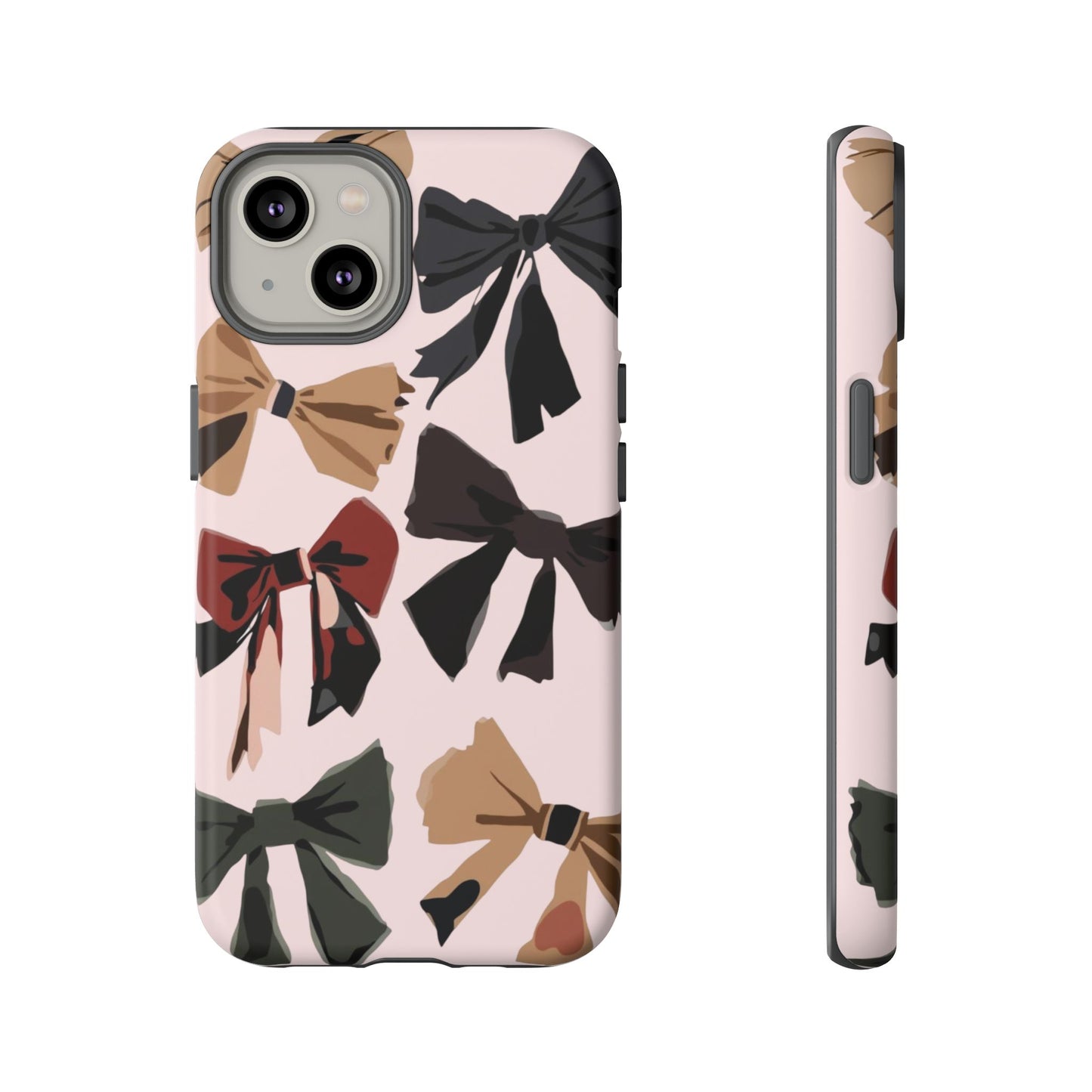 Bow Pattern Phone Case - Pink, Brown & Black Bows Protective Cover