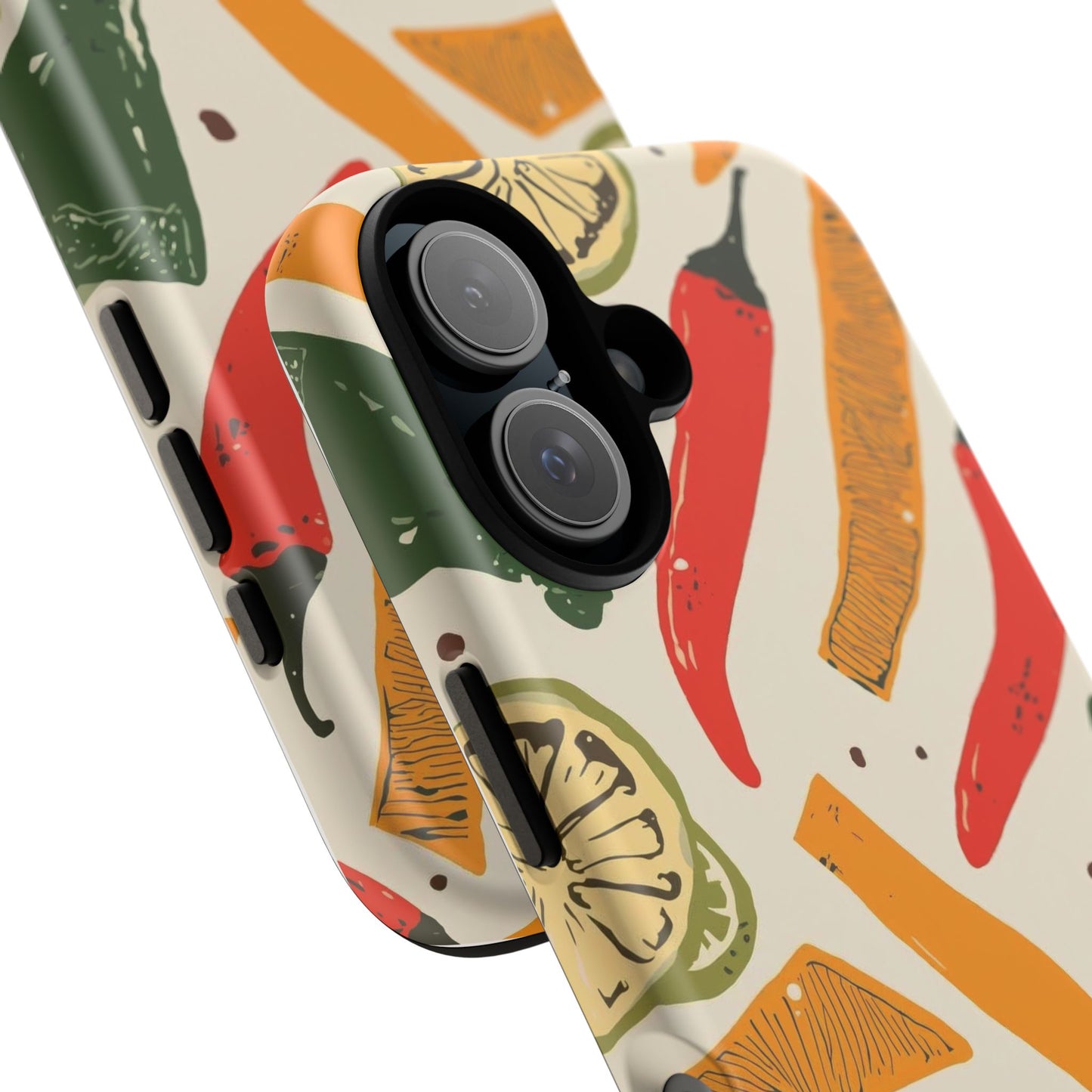 Spicy Peppers Phone Case – Colorful Chili, Lime & Citrus Pattern