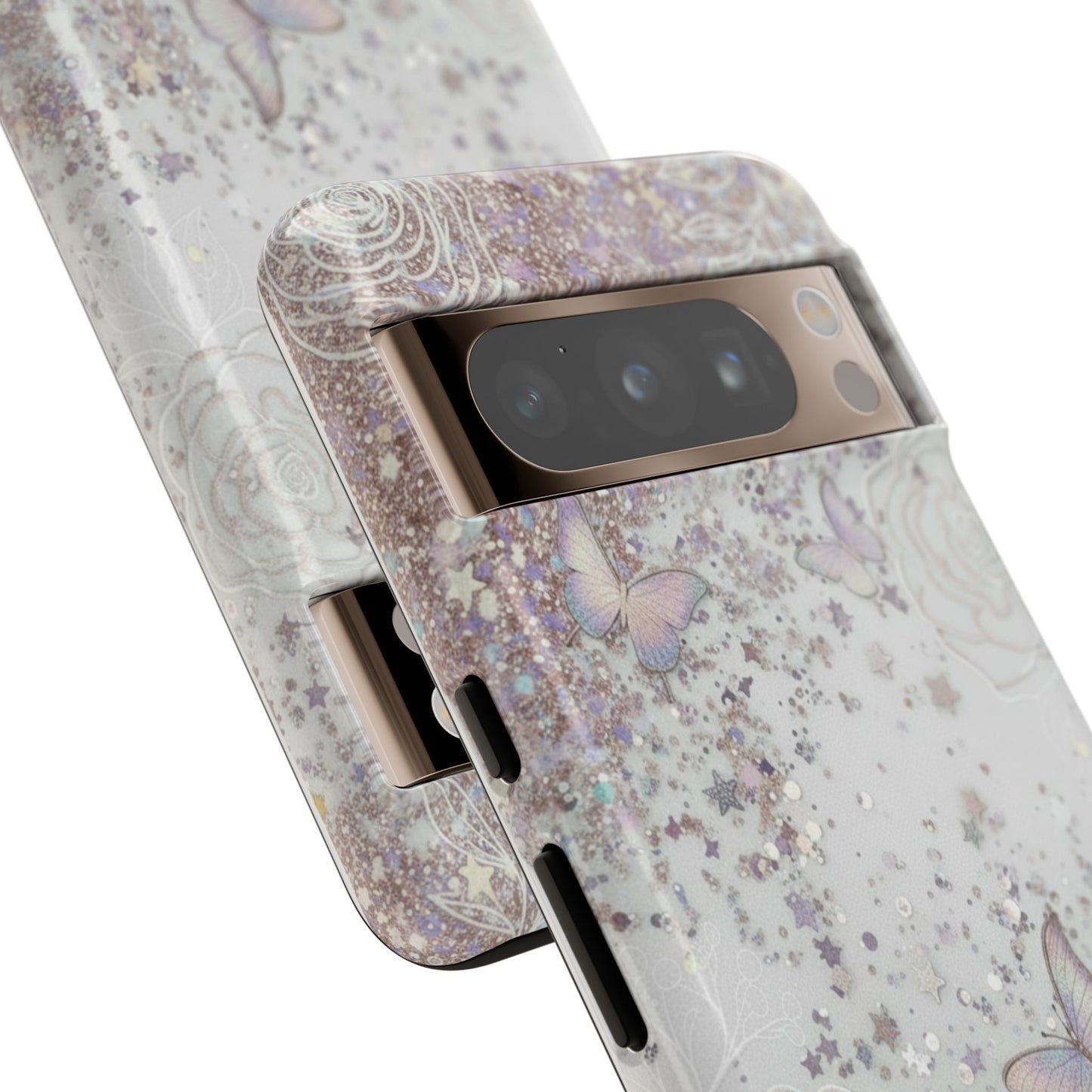 Butterfly Glitter Tough Phone Case — Floral Sparkle Protective Case