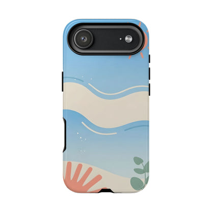 Beach Waves Tough Phone Case — Summer Sun & Seashell Protective Cover