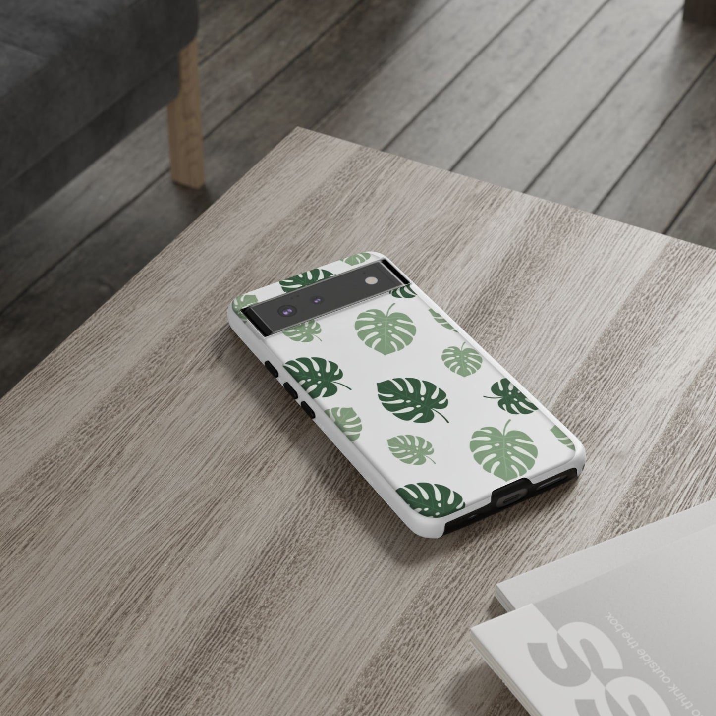 Monstera Leaf Tough Phone Case – Tropical Green Palm Pattern Protective Cover