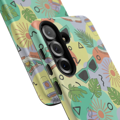 Tropical Summer Phone Case — Retro Sunglasses, Sneakers & Palm Pattern