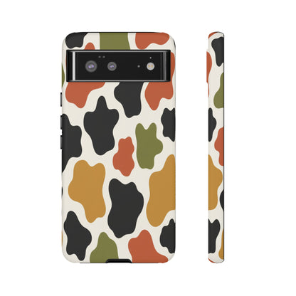 Camouflage Pattern Tough Phone Case – Retro Olive, Rust & Mustard Protective Cover