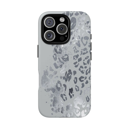 Gray Leopard Print Tough Phone Case