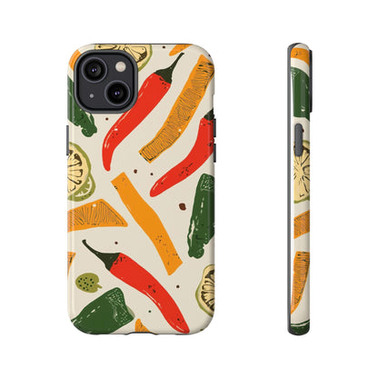 Spicy Peppers Phone Case – Colorful Chili, Lime & Citrus Pattern