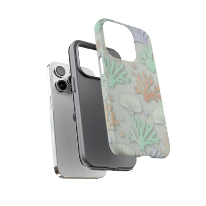 Pastel Coral Reef Tough Phone Case – Sea Shell & Coral Pattern Durable Protector