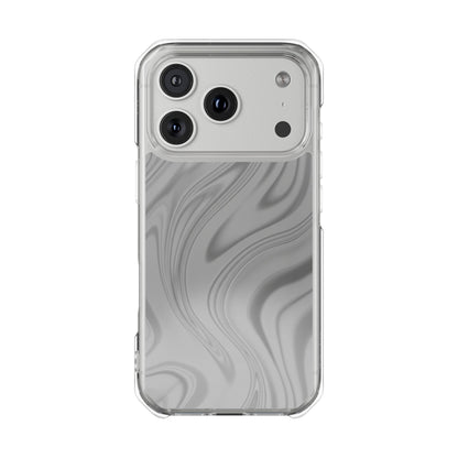 Clear Magnetic Impact Phone Case — Gray Marble Swirl