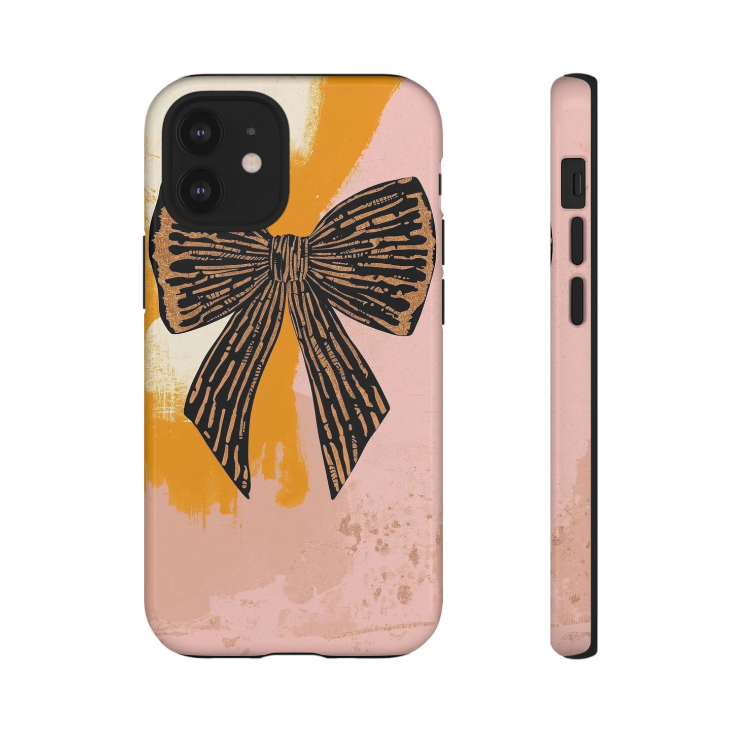 Bow Brushstroke Tough Phone Case — Pink & Mustard