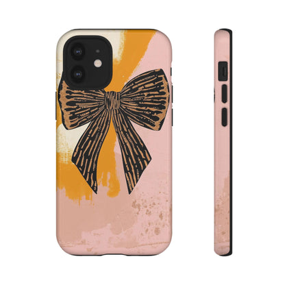 Bow Brushstroke Tough Phone Case — Pink & Mustard