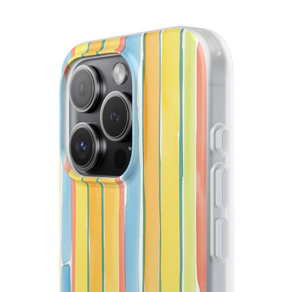 Watercolor Stripe Phone Case — Bright Pastel Vertical Stripes Protective Flexi Case