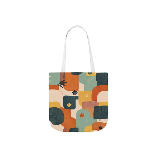 Abstract Retro Shapes Canvas Tote — Colorful Geometric Eco Bag