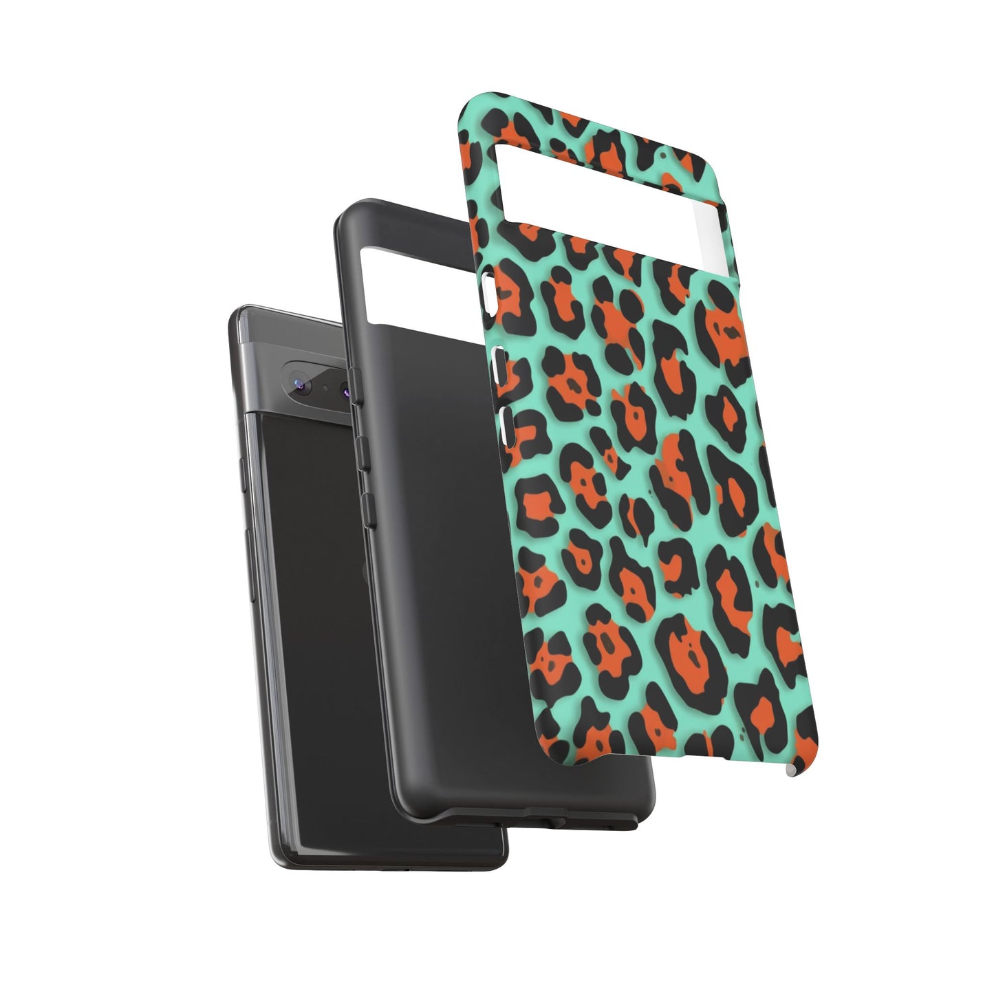Teal & Rust Leopard Phone Case — Tough Protective Animal Print