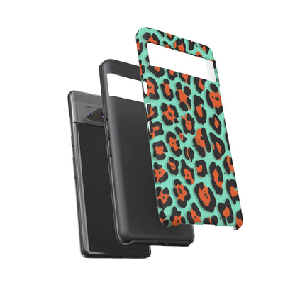 Teal & Rust Leopard Phone Case — Tough Protective Animal Print