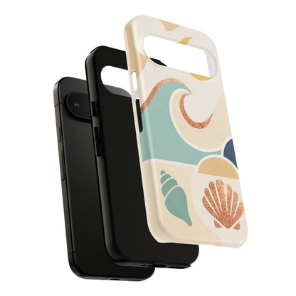 Sea Breeze Tough Phone Case — Retro Waves & Shells Design