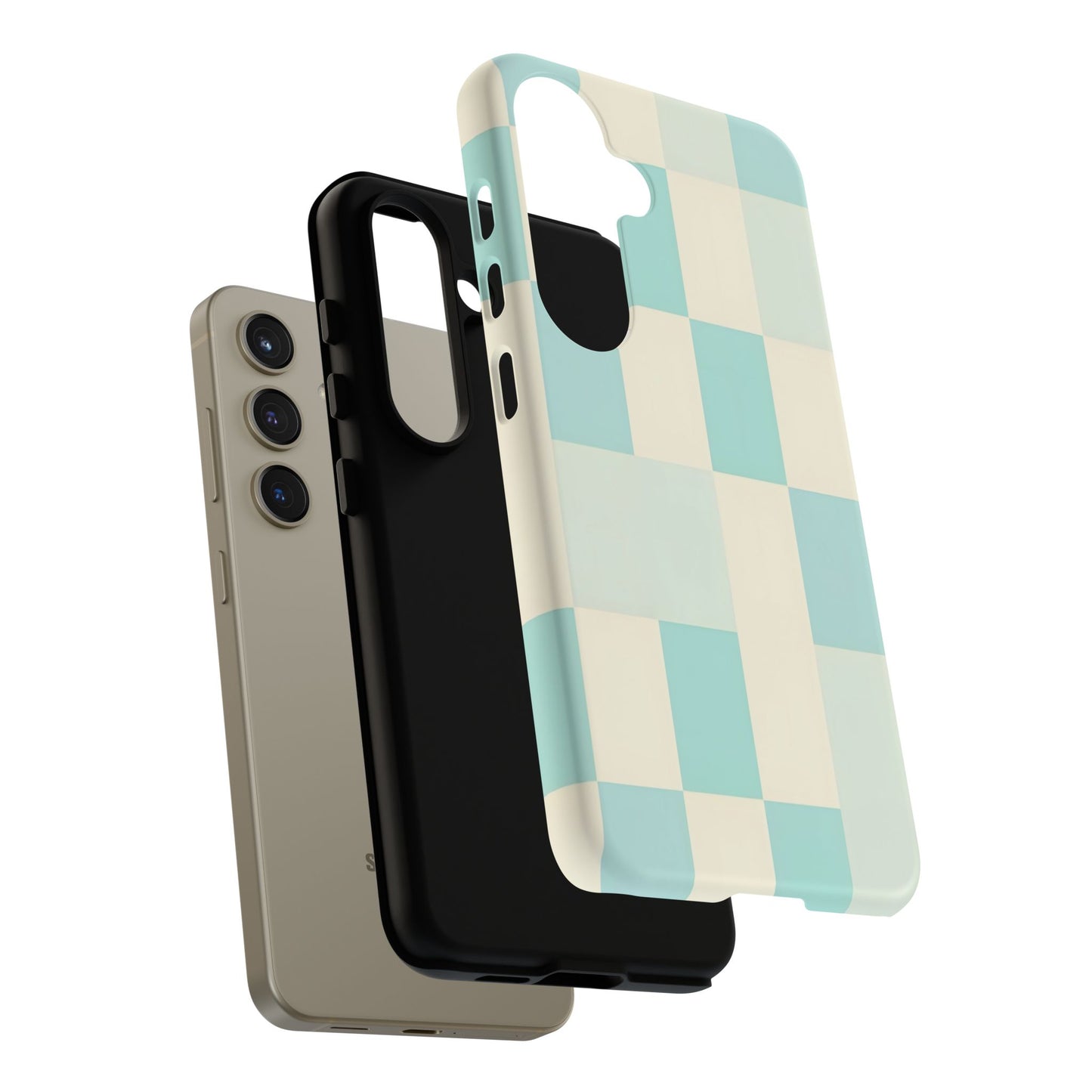 Pastel Checkerboard Tough Case – Mint & Cream Protective Phone Cover