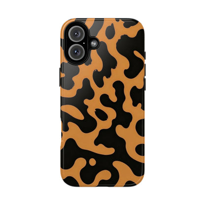 Leopard Print Phone Case — Orange & Black Tough Pattern Protective Cover