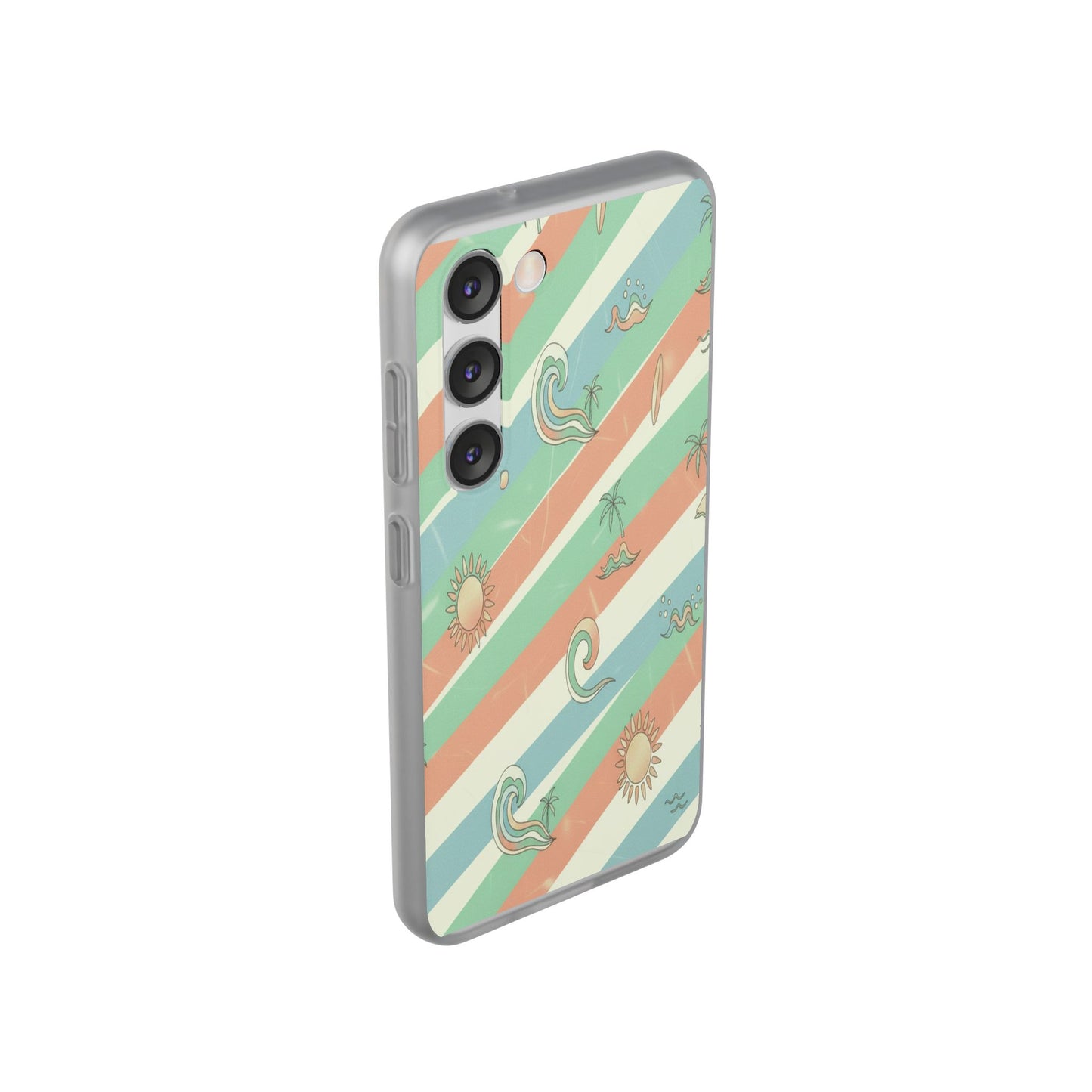 Beach Vibes Phone Case — Retro Pastel Surf & Palm Protective Flexi Case