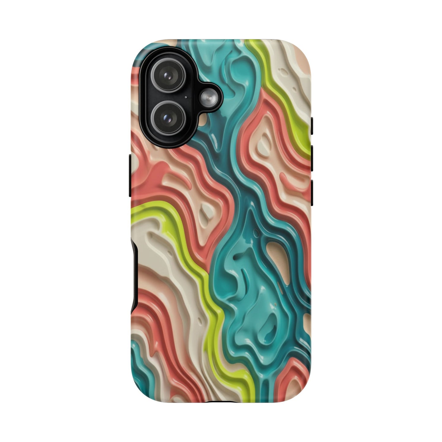 Abstract Contour Phone Case — Colorful Topographic Pattern Tough Case