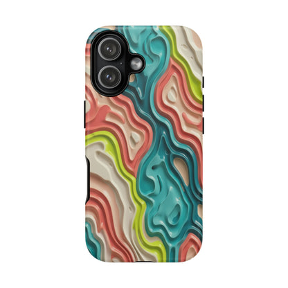 Abstract Contour Phone Case — Colorful Topographic Pattern Tough Case