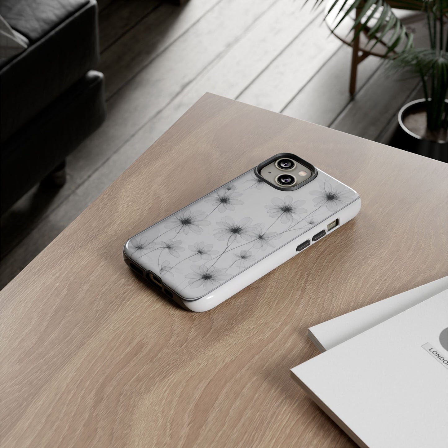 Tough Case — Black & White Floral Tough Phone Case