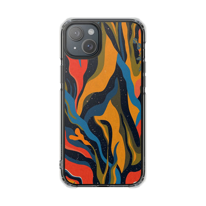 Clear Magnetic Phone Case — Retro Swirl Abstract Design