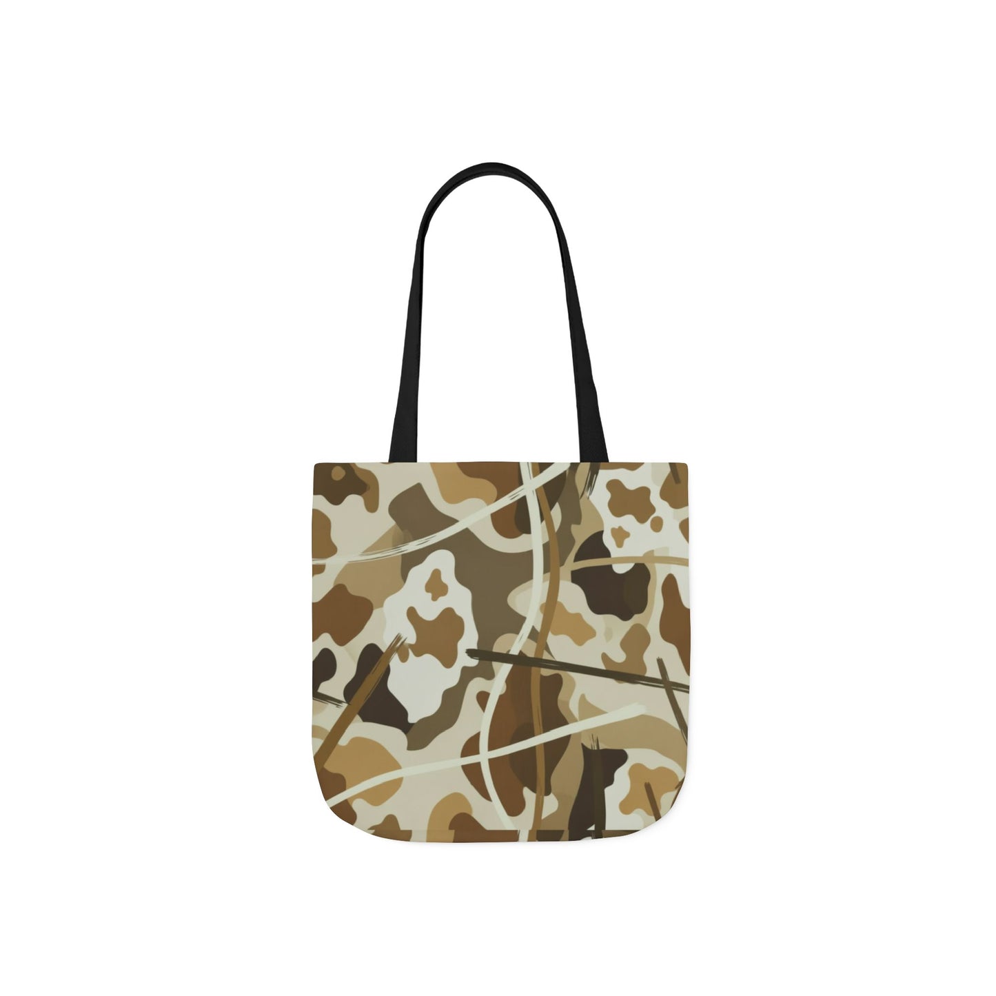 Camo Canvas Tote Bag — Beige Outdoor Pattern with 3 Color Straps