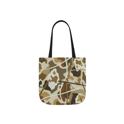 Camo Canvas Tote Bag — Beige Outdoor Pattern with 3 Color Straps