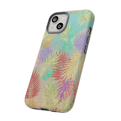 Tropical Palm Leaf Tough Phone Case – Colorful Pastel Botanical Protection