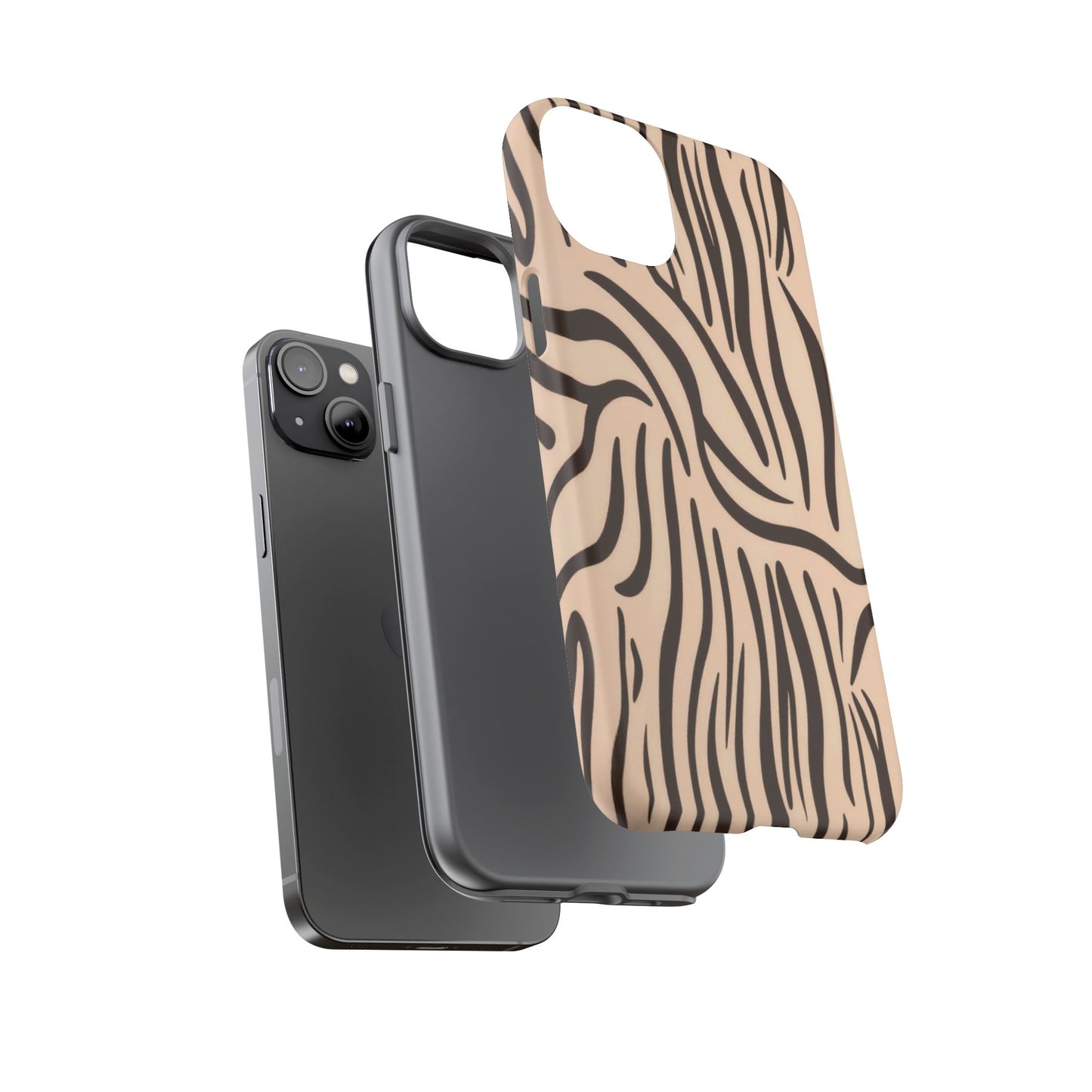 Zebra Stripe Tough Phone Case – Neutral Animal Print Protective Cover