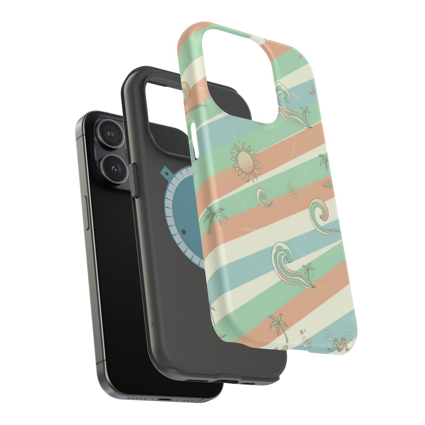 Magnetic Impact-Resistant Phone Case — Retro Surf Stripes