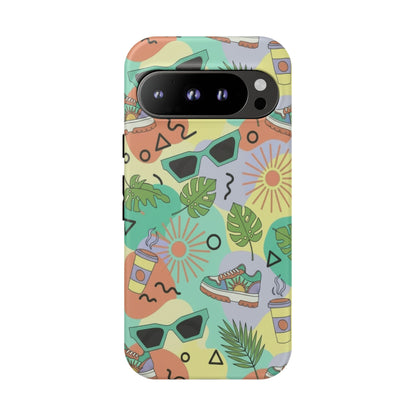 Tropical Summer Phone Case — Retro Sunglasses, Sneakers & Palm Pattern