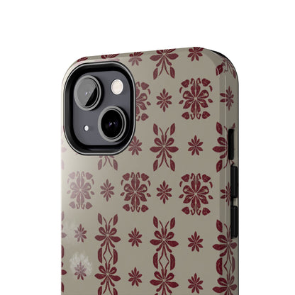 Tough Phone Case — Vintage Red Floral Pattern Protective Cover