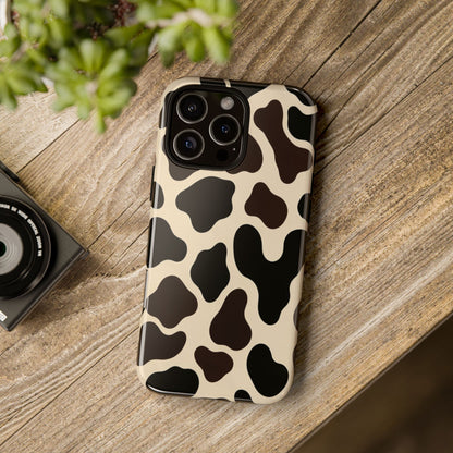 Cow Print Phone Case — Black & Cream Protective  Case