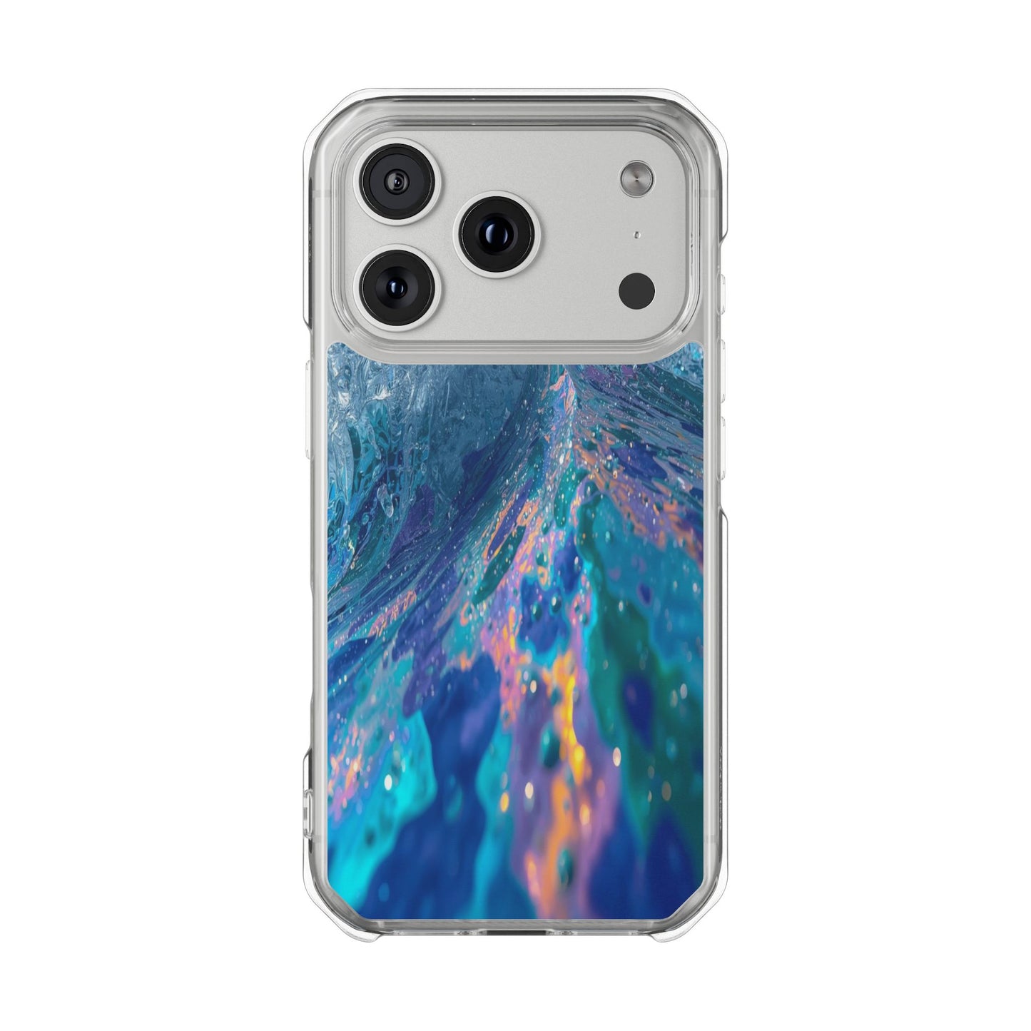 Clear Magnetic Impact Phone Case — Blue Ocean Abstract Design