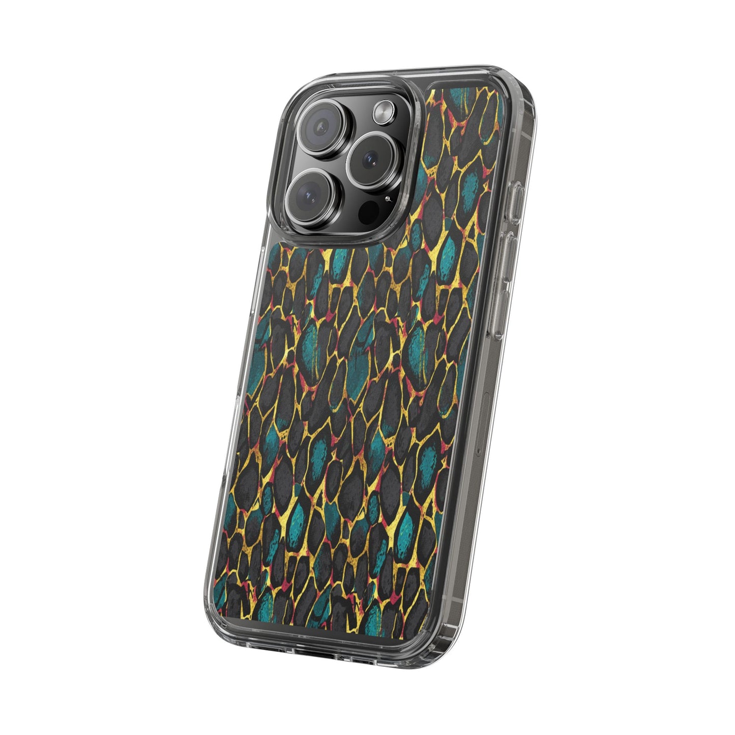 Teal Gold Leopard Clear Phone Case